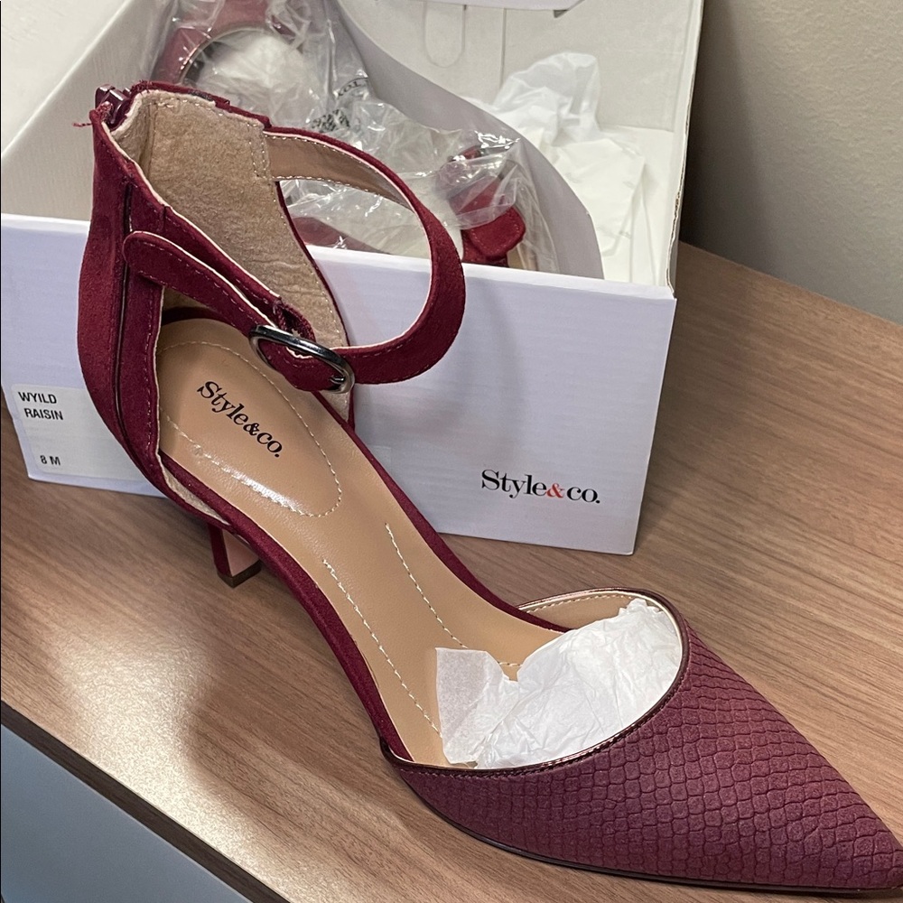 Style & Co. Women's Wine Ankle Strap 3” Heels